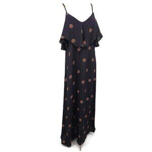 New Flynn Skye Dreamy Maxi Dress Womens M Black Floral Rayon Cold Shoulder